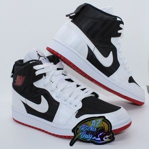 Women's Jordan 1 Mid SE Utility Canvas White Black Gym Red Size 8